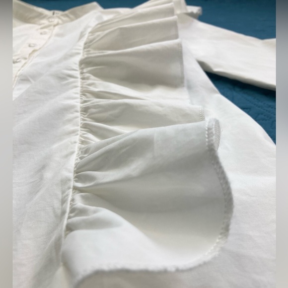 Nylon Apparel USA Shirt Ruffle Button-Up Blouse Ivory Size Large - Picture 10 of 16
